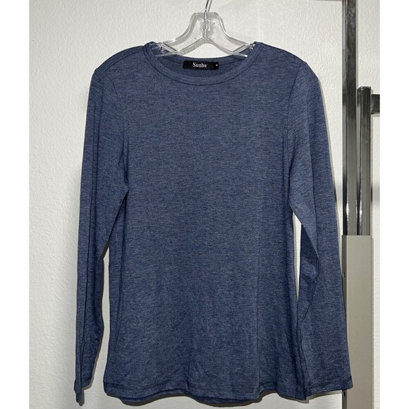 Sunbs Tops - Sunbs Heathered Blue Long Sleeve Crew Neck Top Small